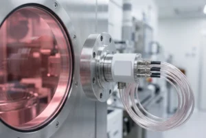 BeePhoton Zweifarbendetektor-Messkopf zur Messung der Temperatur von Siliziumwafern in einer Vakuumkammer.