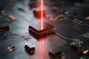 A daylight blocking photodiode comparing its black epoxy design to a standard clear IR receiver diode