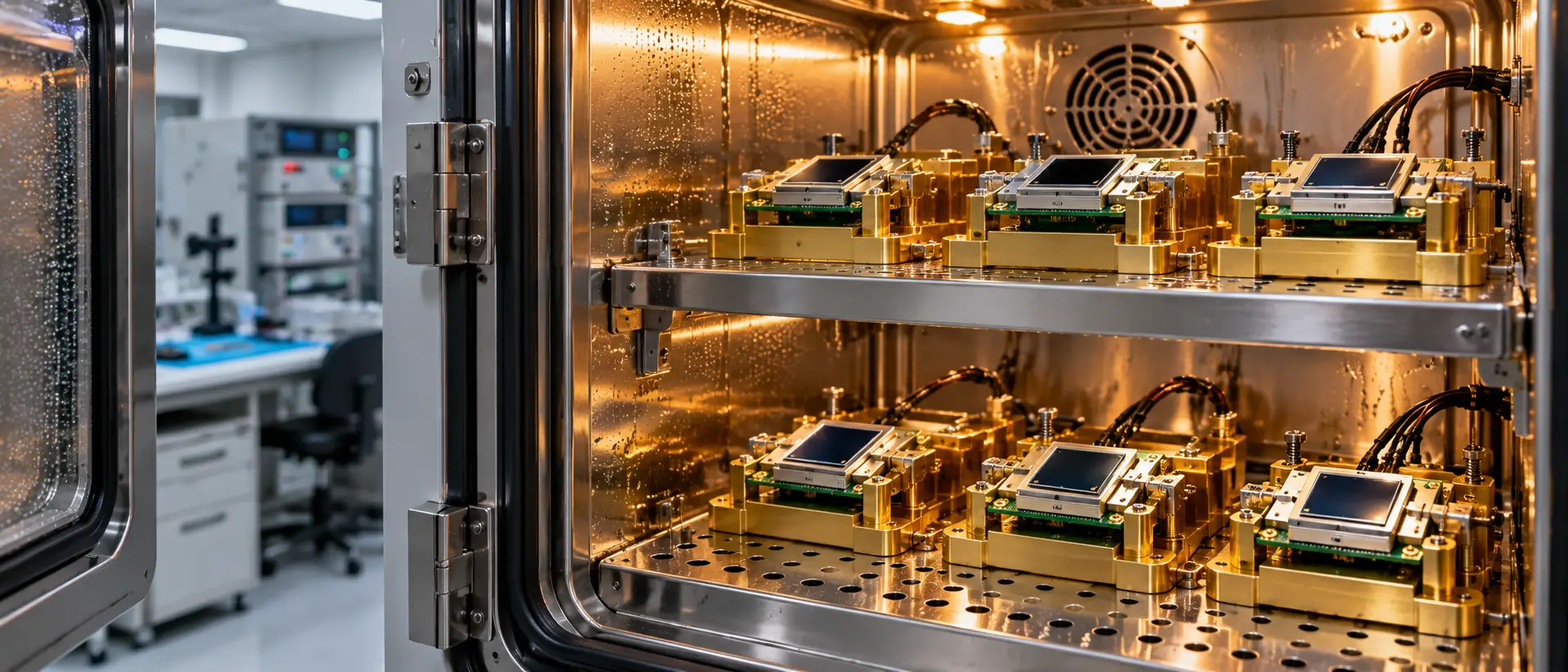 Environmental chamber reliability testing validating dual 85 tested photodiode performance under high humidity and thermal stress